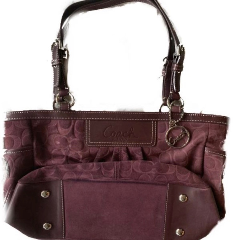 COACH PLUM SUEDE TOTE